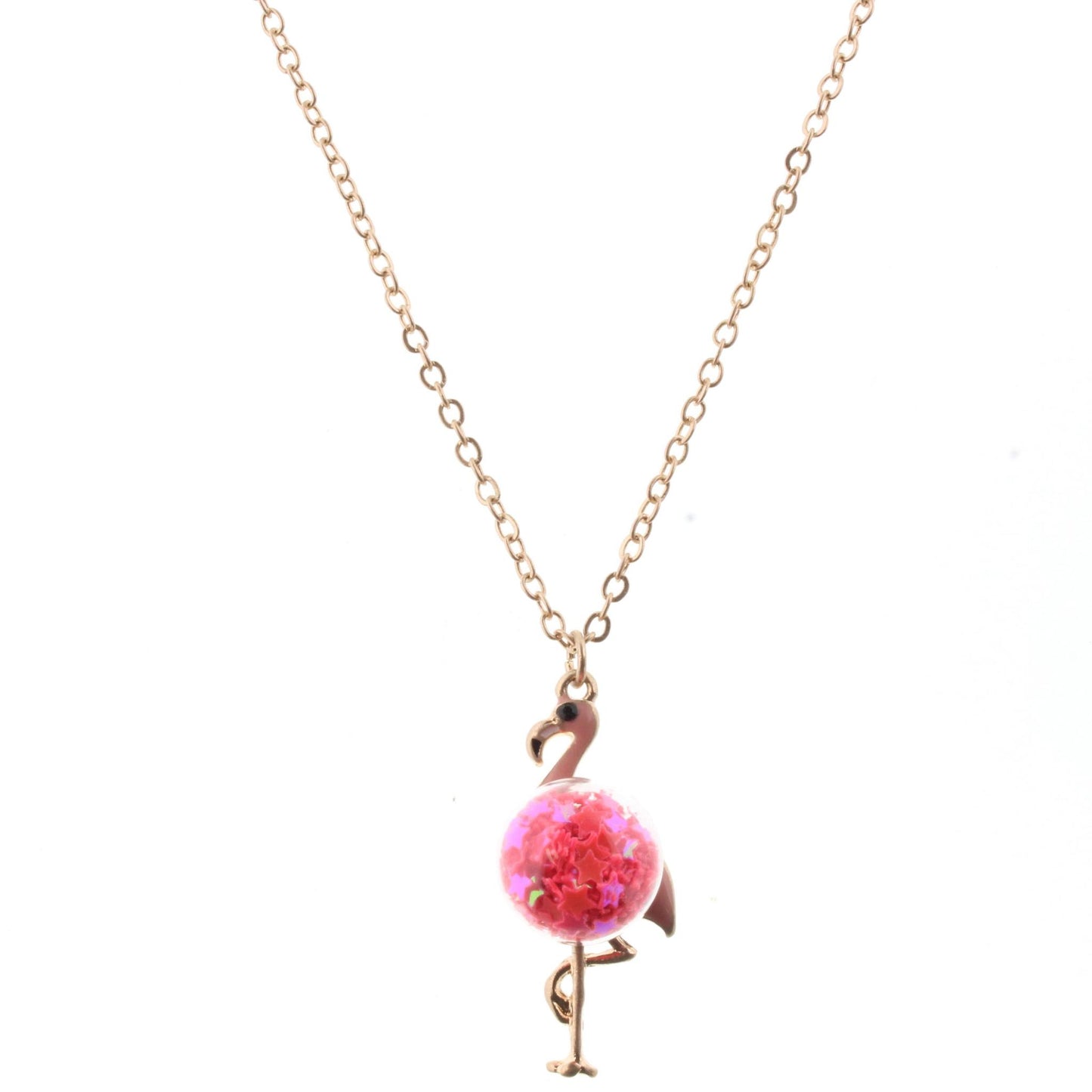 16" Kids Chain Necklace with Confetti Ball Flamingo, 3" Ext