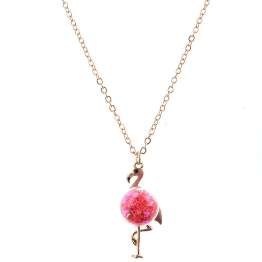 16" Kids Chain Necklace with Confetti Ball Flamingo, 3" Ext