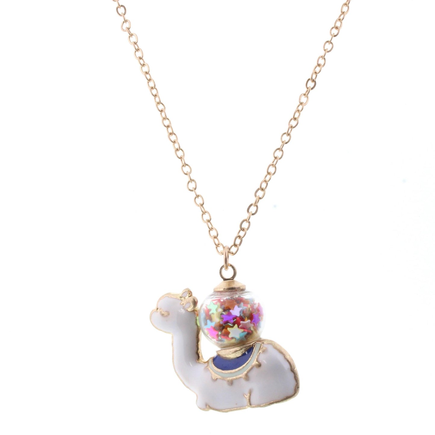 16" Kids Chain Necklace with Confetti Ball Laying Llama, 3" Ext