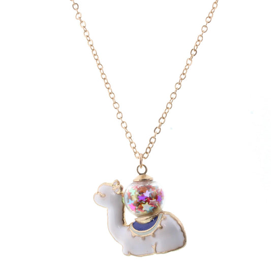 16" Kids Chain Necklace with Confetti Ball Laying Llama, 3" Ext