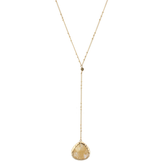 18" Adjustable Y Necklace with 3" Drop, Natural Teardrop