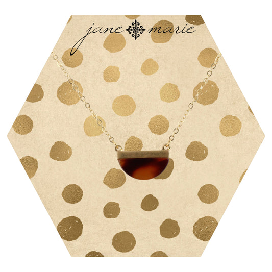 16" Gold Chain Necklace with Semi Circle Leopard Resin, 3" Ext