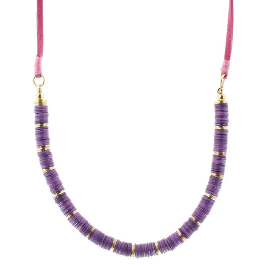 14" Kids Purple Sequin Necklace with Pink Cord, 3" Ext