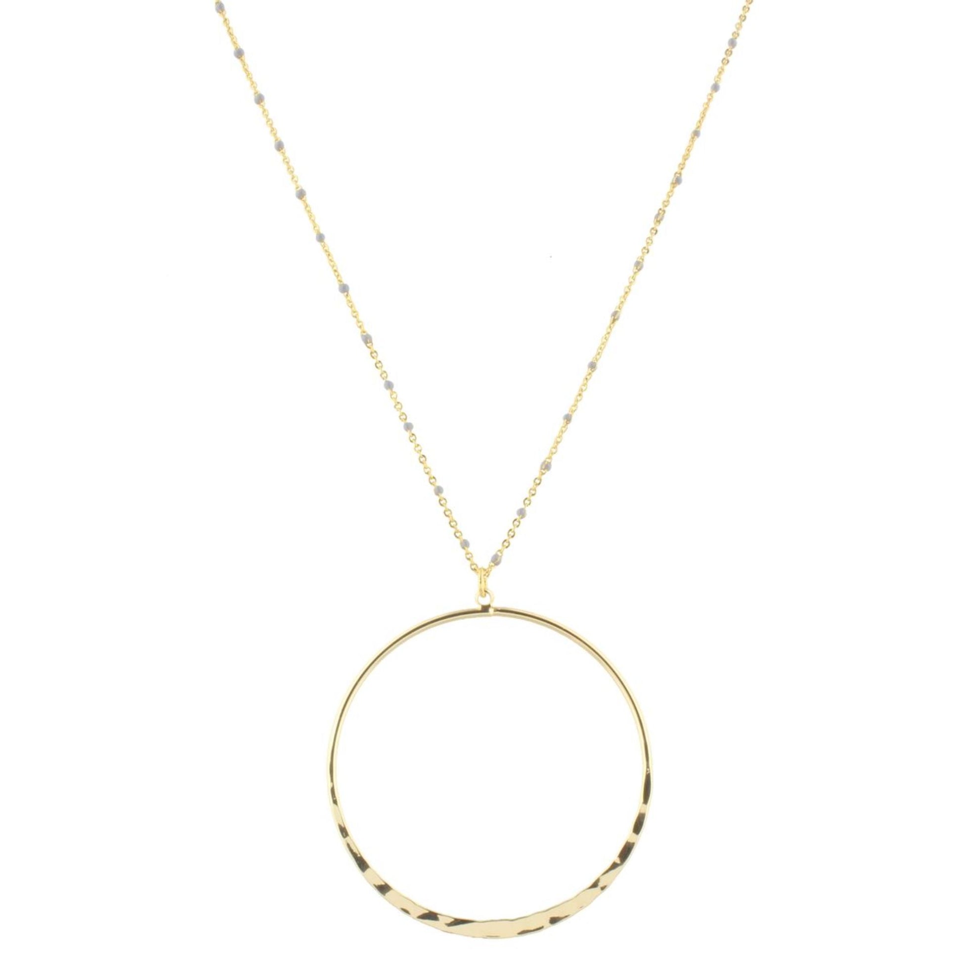 16" Grey Enamel Chain Necklace with Circle, 3" Ext