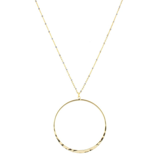 16" Grey Enamel Chain Necklace with Circle, 3" Ext