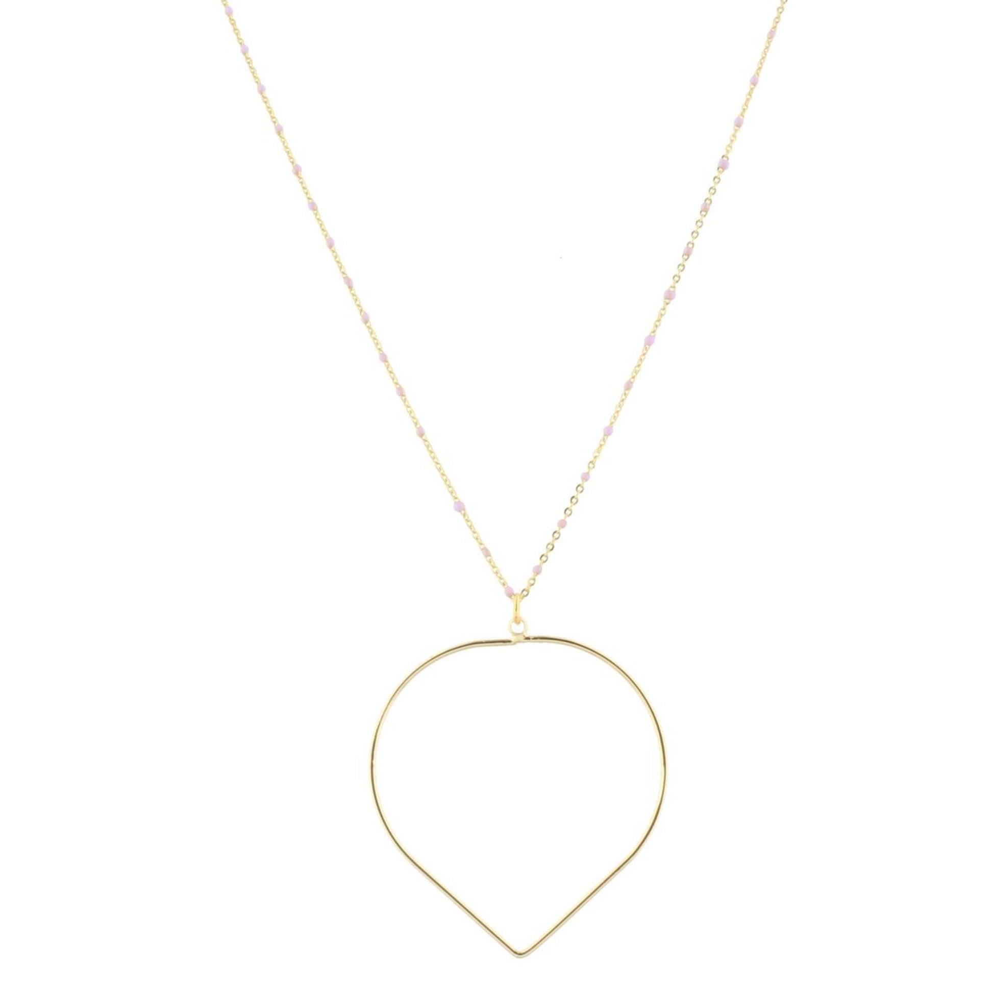 16" Lavender Enamel Chain Necklace with Pointed Circle, 3" Ext