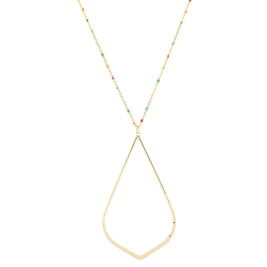 16" Multi Enamel Chain Necklace with Teardrop, 3" Ext