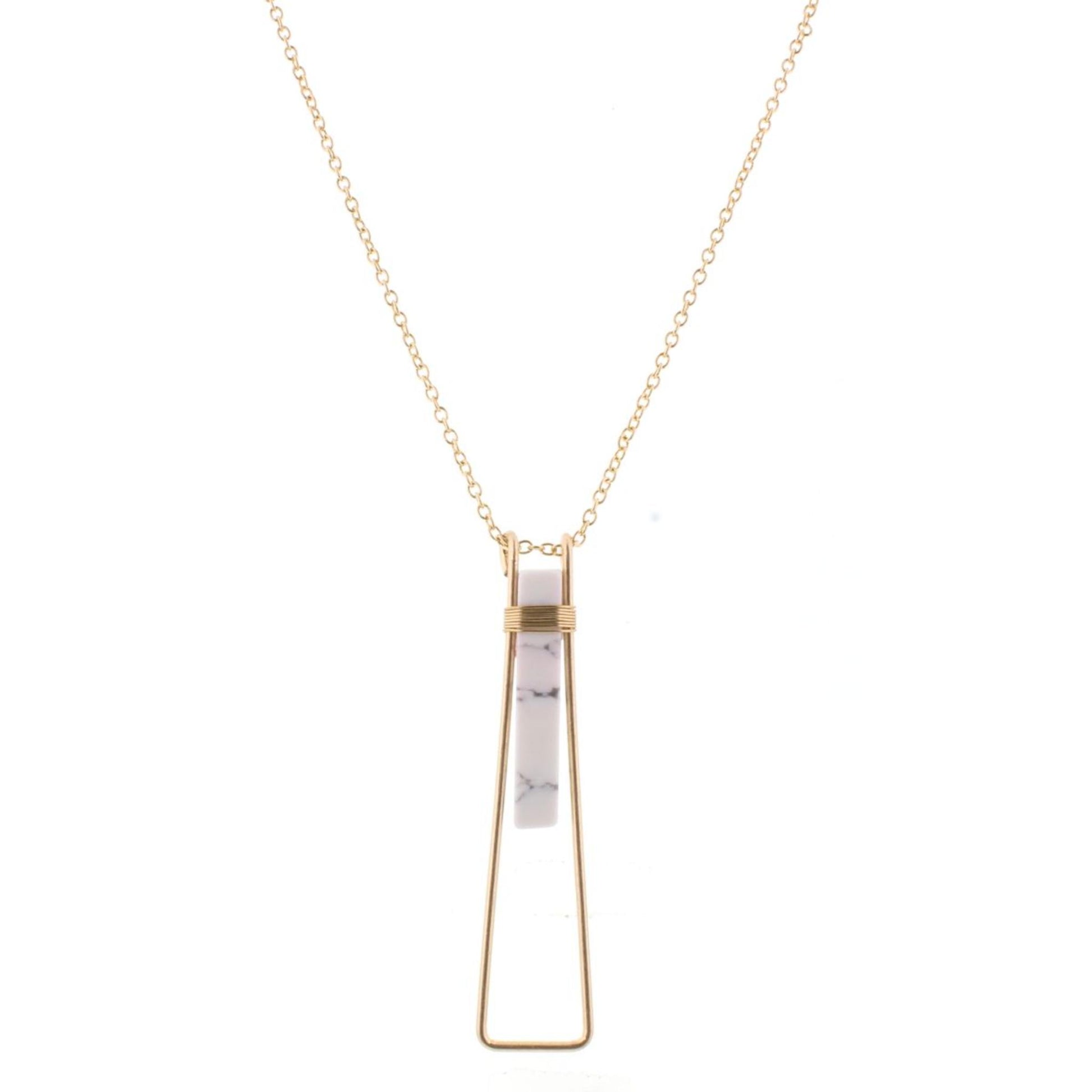 30" Gold Chain with Howlite Pendant Necklace, 3" Ext