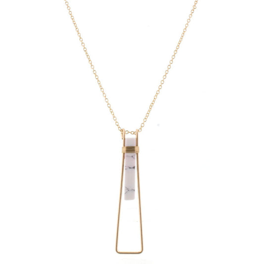 30" Gold Chain with Howlite Pendant Necklace, 3" Ext