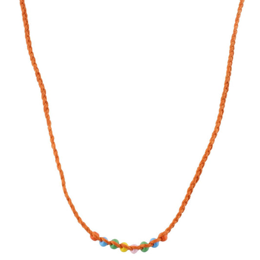 Kids Orange Braided with Multi Beads Adj. Necklace