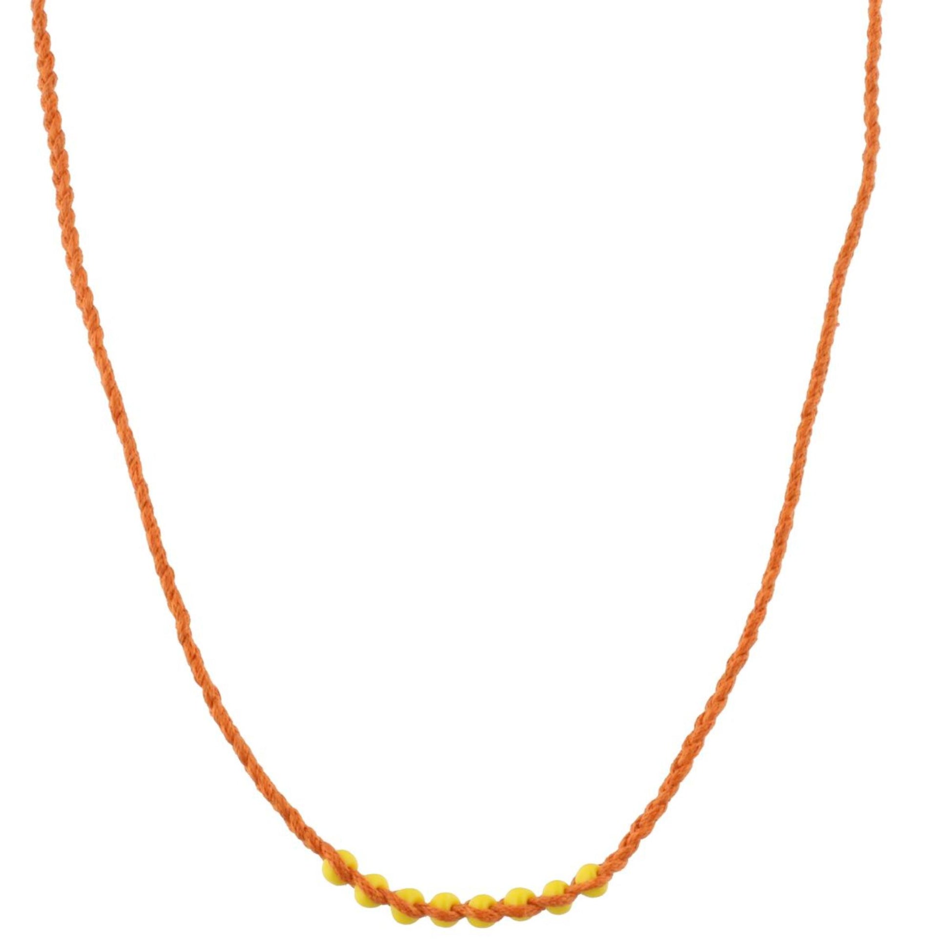 Kids Orange Braided with Yellow Beads Adj. Necklace