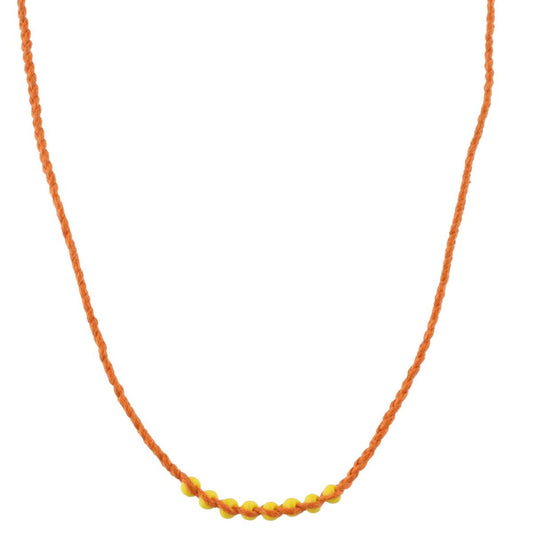 Kids Orange Braided with Yellow Beads Adj. Necklace