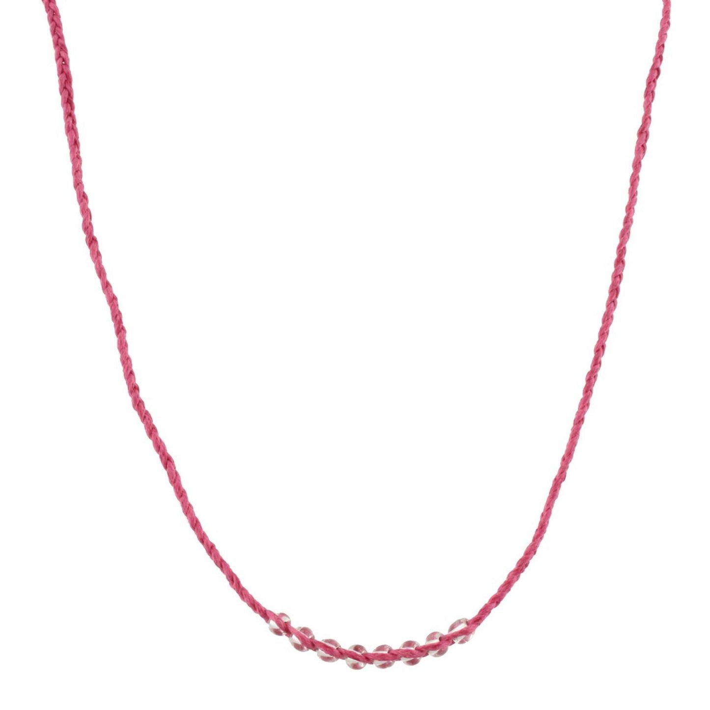Kids Hot Pink Braided with Clear Beads Adj. Necklace