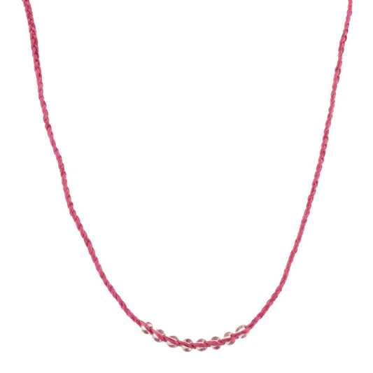 Kids Hot Pink Braided with Clear Beads Adj. Necklace