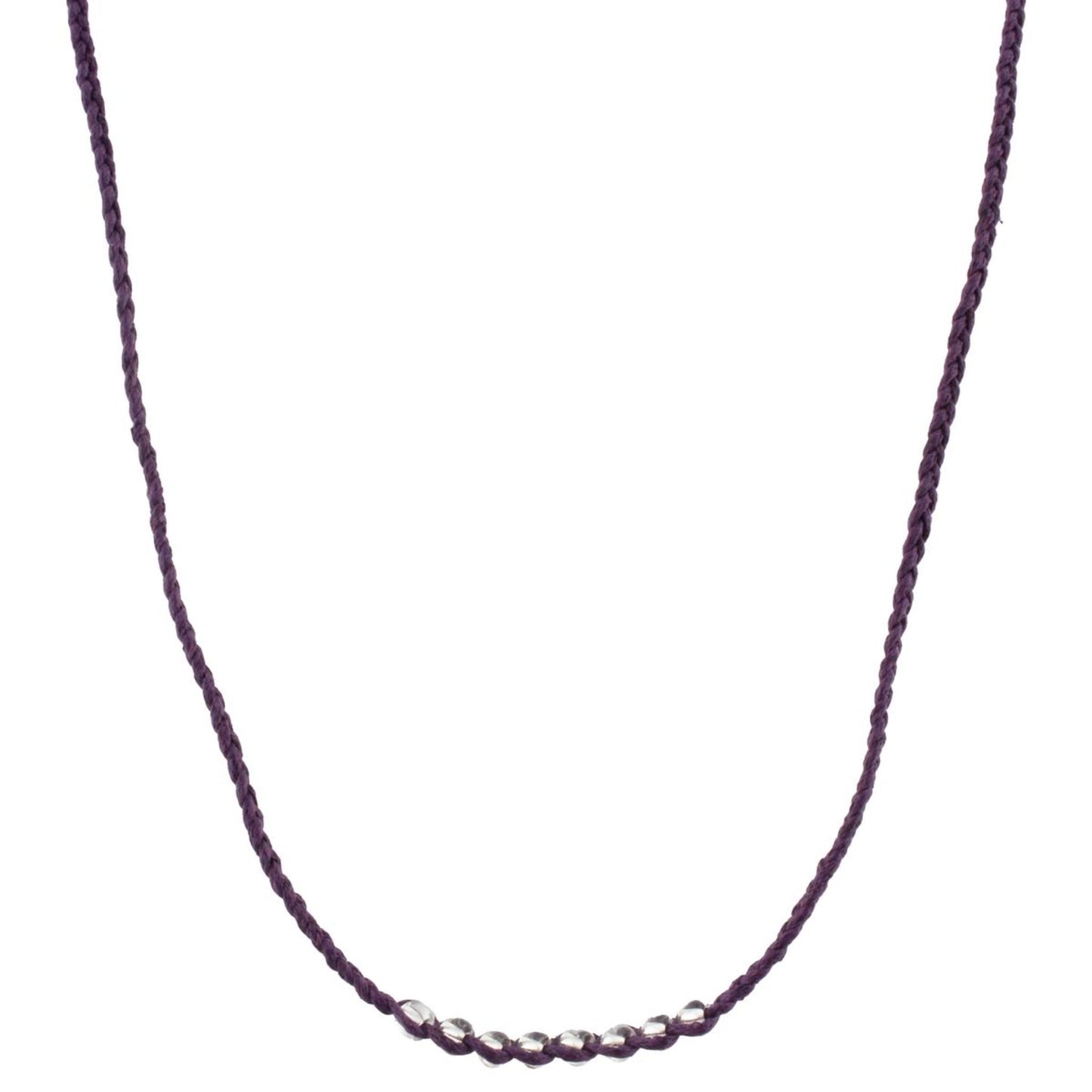 Kids Purple Braided with Clear Beads Adj. Necklace