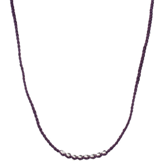 Kids Purple Braided with Clear Beads Adj. Necklace
