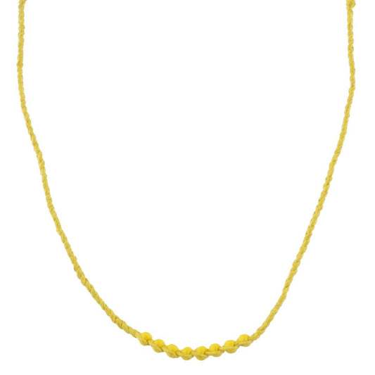 Kids Yellow Braided with Yellow Beads Adj. Necklace