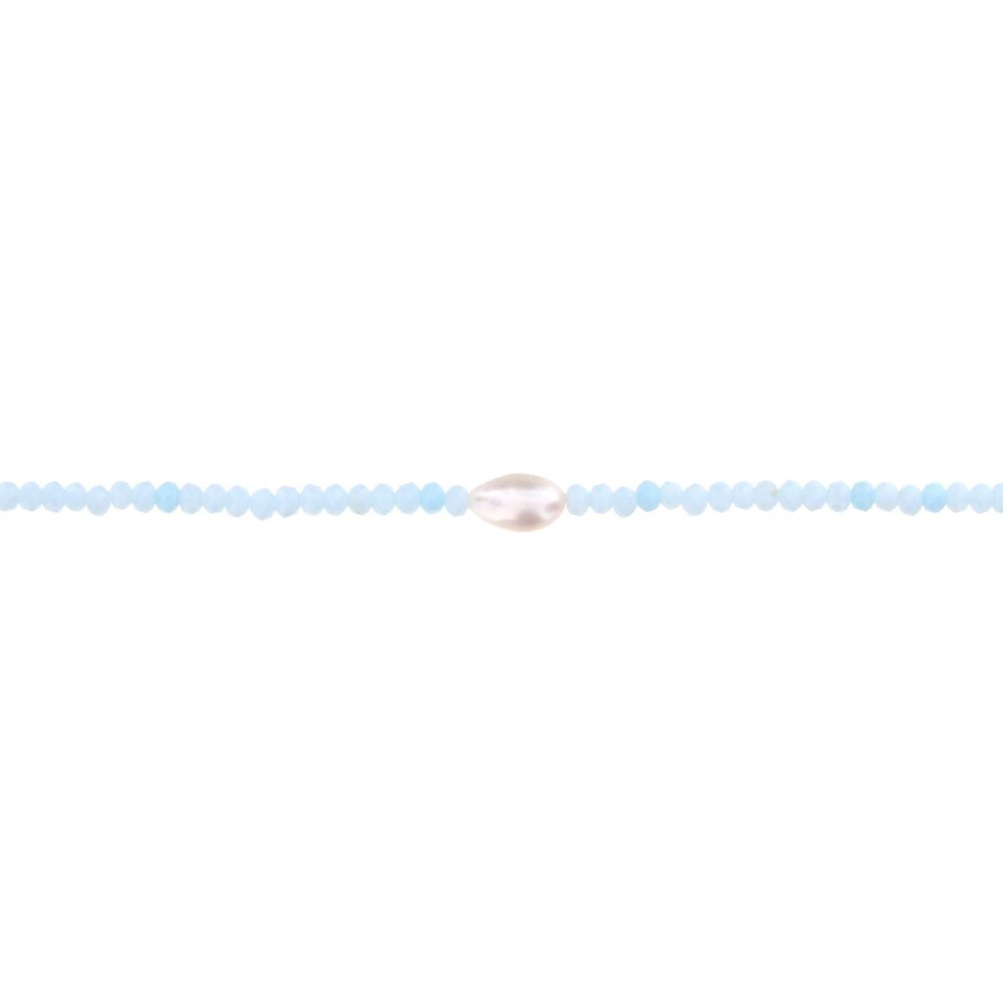 16" Baby Blue Beaded Necklace with Pearl, 3" Ext