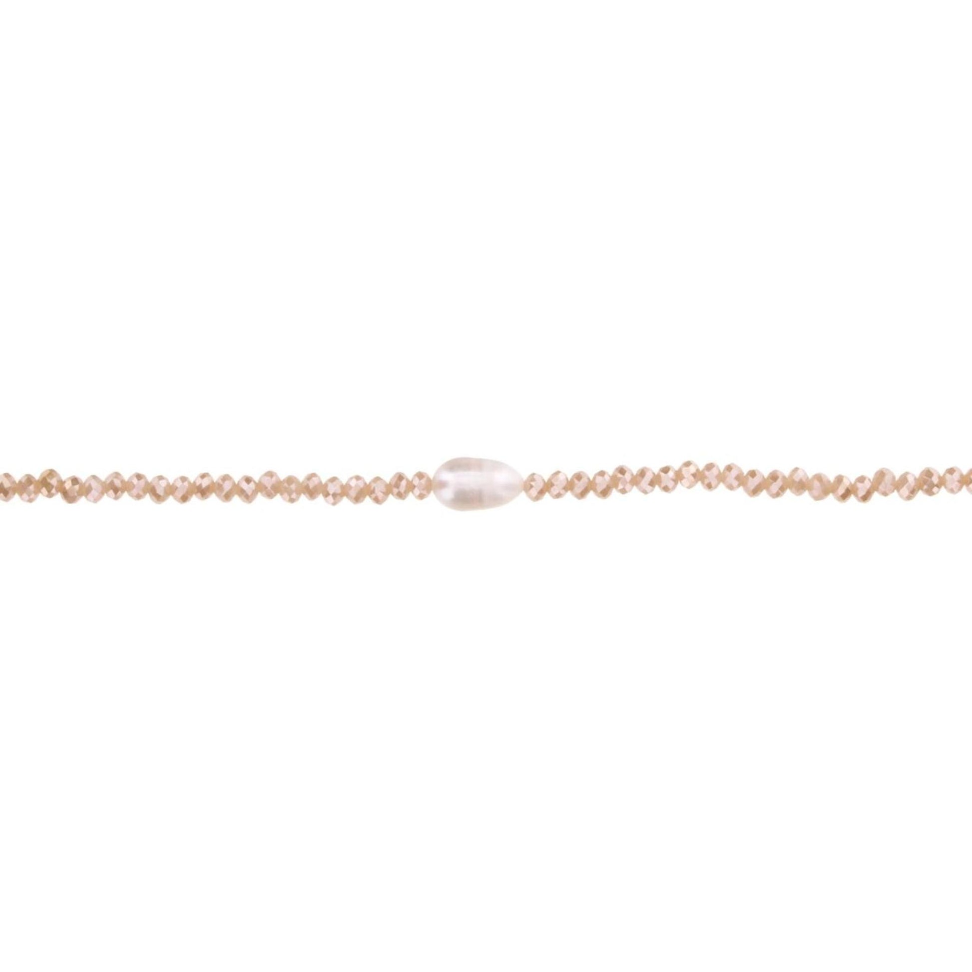 16" Champagne Beaded Necklace with Pearl, 3" Ext