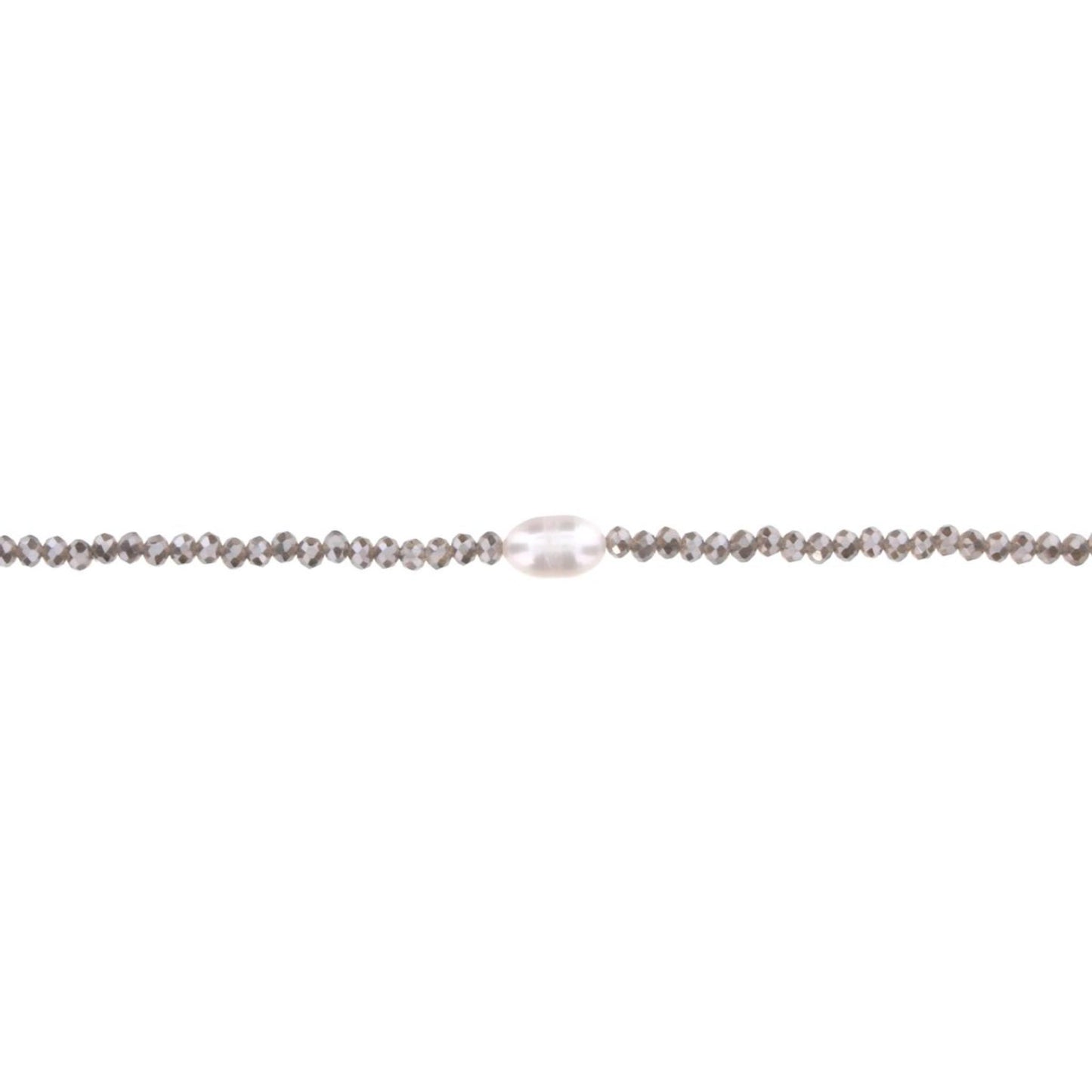 16" Grey Diamond Beaded Necklace with Pearl, 3" Ext