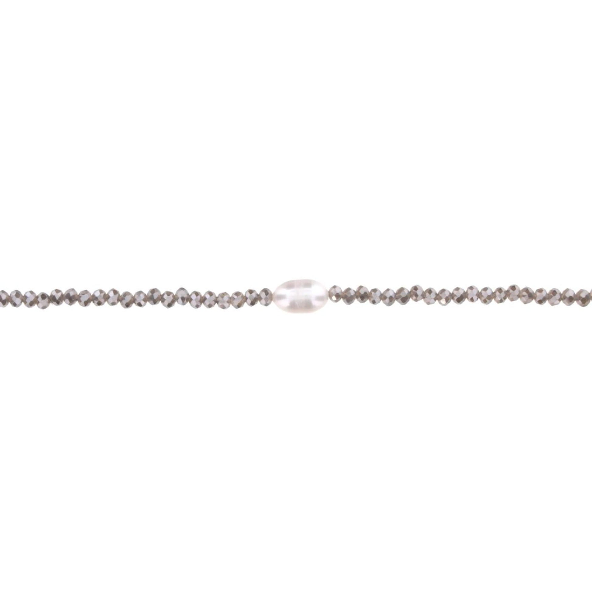 16" Grey Diamond Beaded Necklace with Pearl, 3" Ext