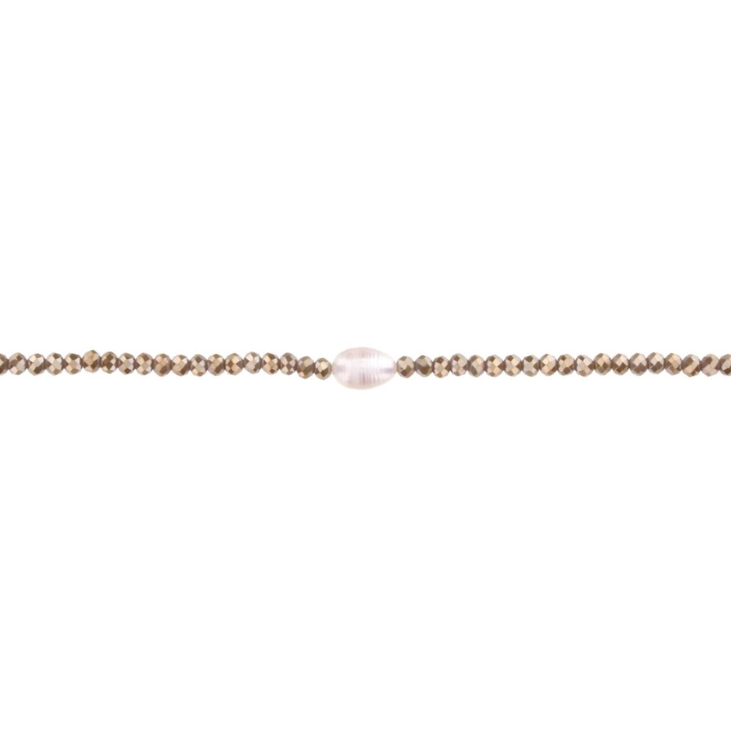 16" Greige Beaded Necklace with Pearl, 3" Ext
