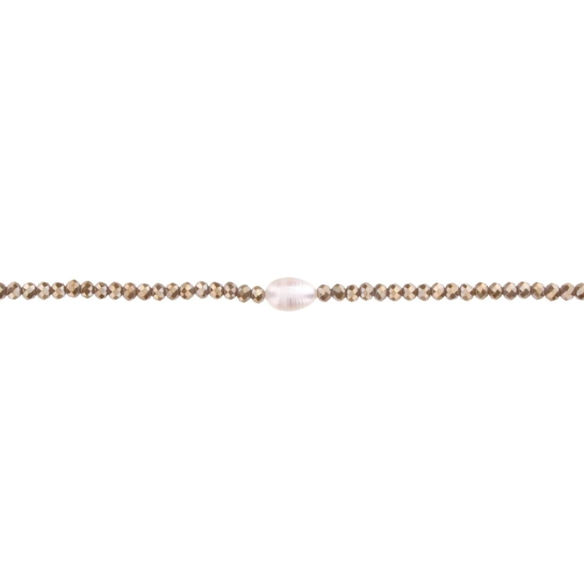 16" Greige Beaded Necklace with Pearl, 3" Ext