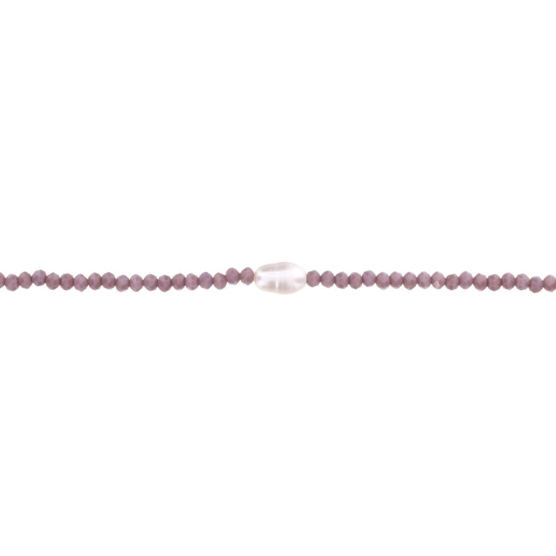16" Lavender Beaded Necklace with Pearl, 3" Ext