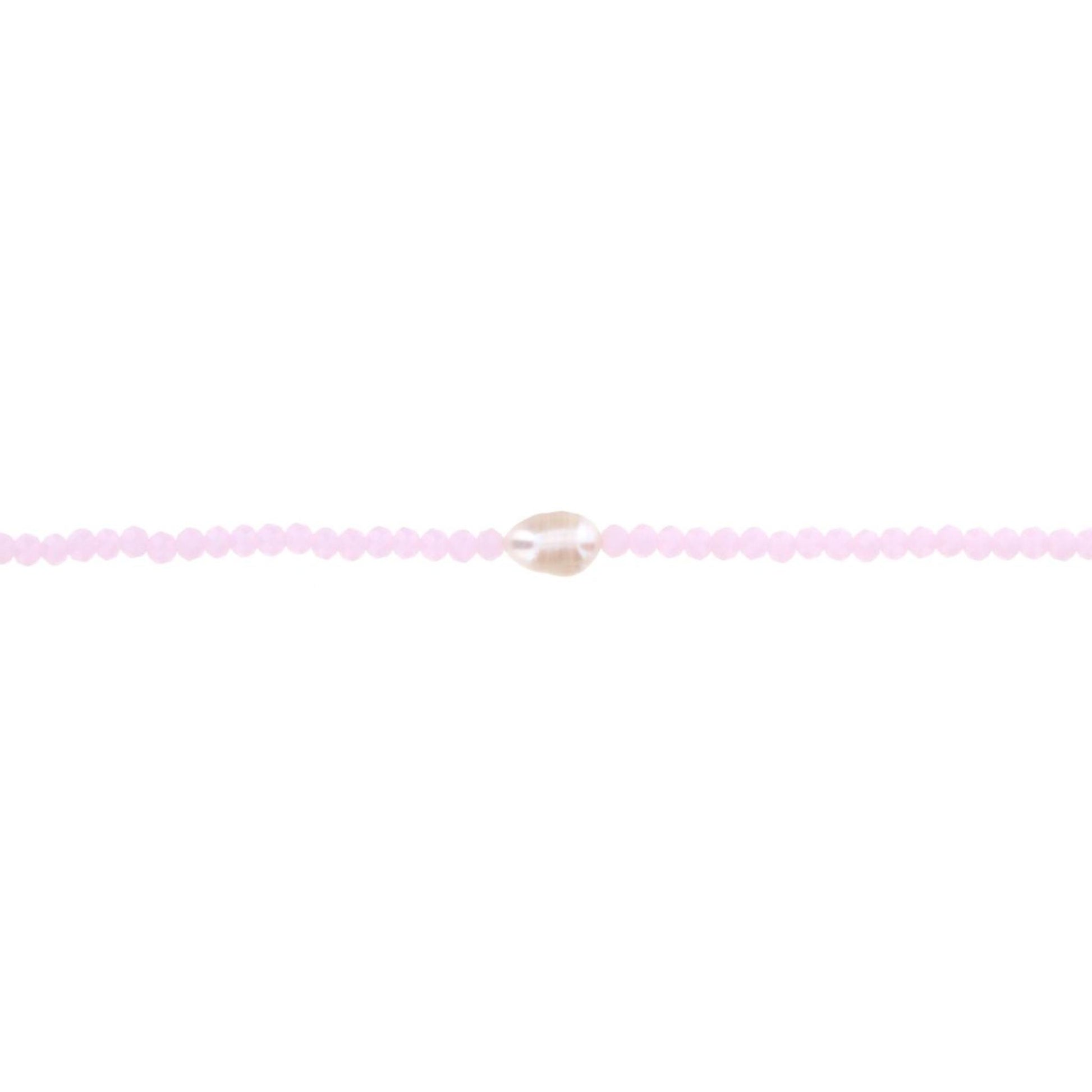16" Light Pink Beaded Necklace with Pearl, 3" Ext