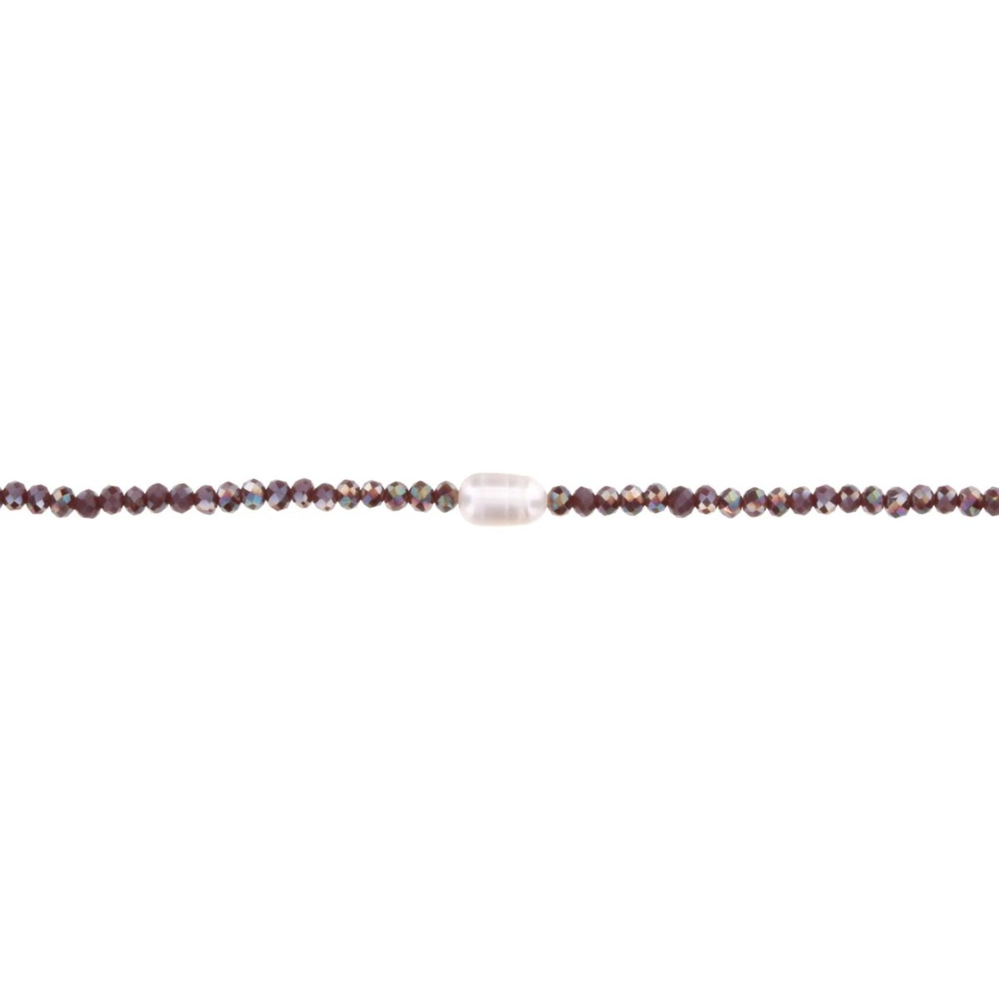 16" Merlot Beaded Necklace with Pearl, 3" Ext