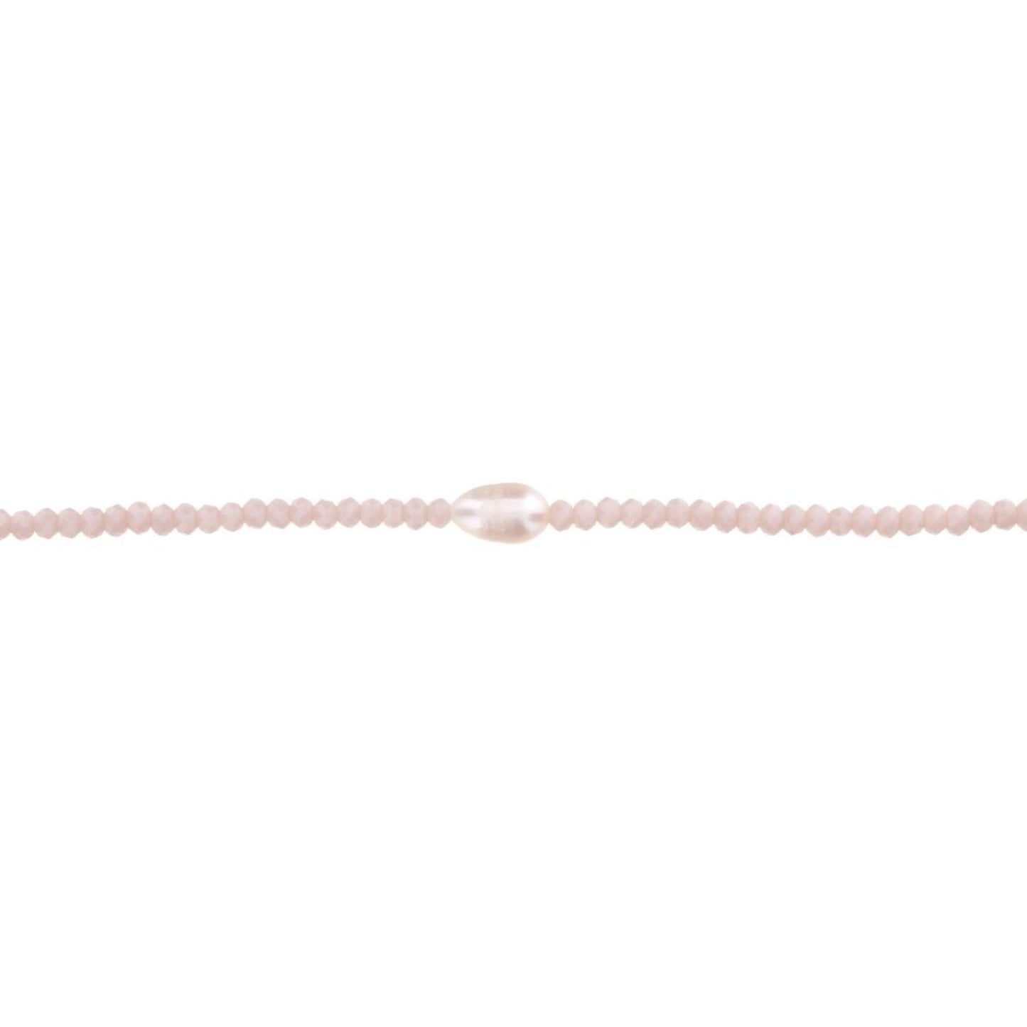 16" Pale Nude Beaded Necklace with Pearl, 3" Ext