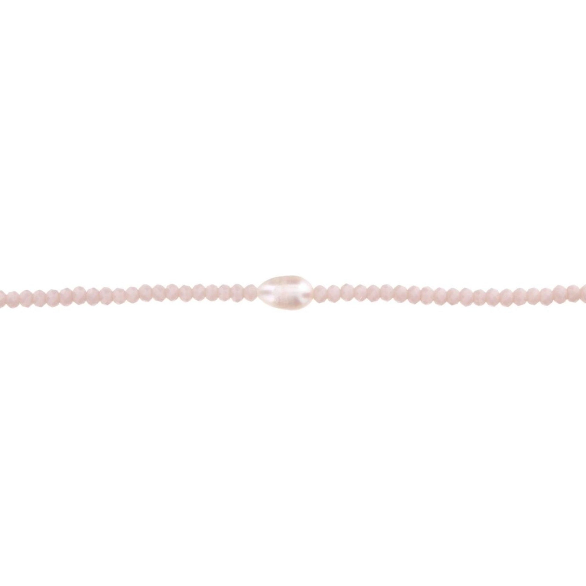 16" Pale Nude Beaded Necklace with Pearl, 3" Ext