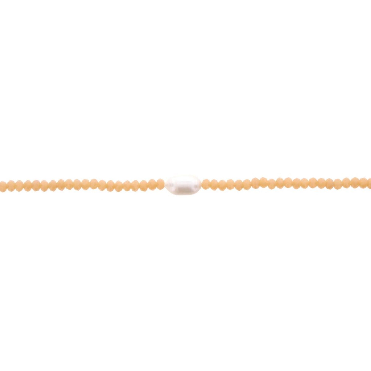 16" Peach Beaded Necklace with Pearl, 3" Ext
