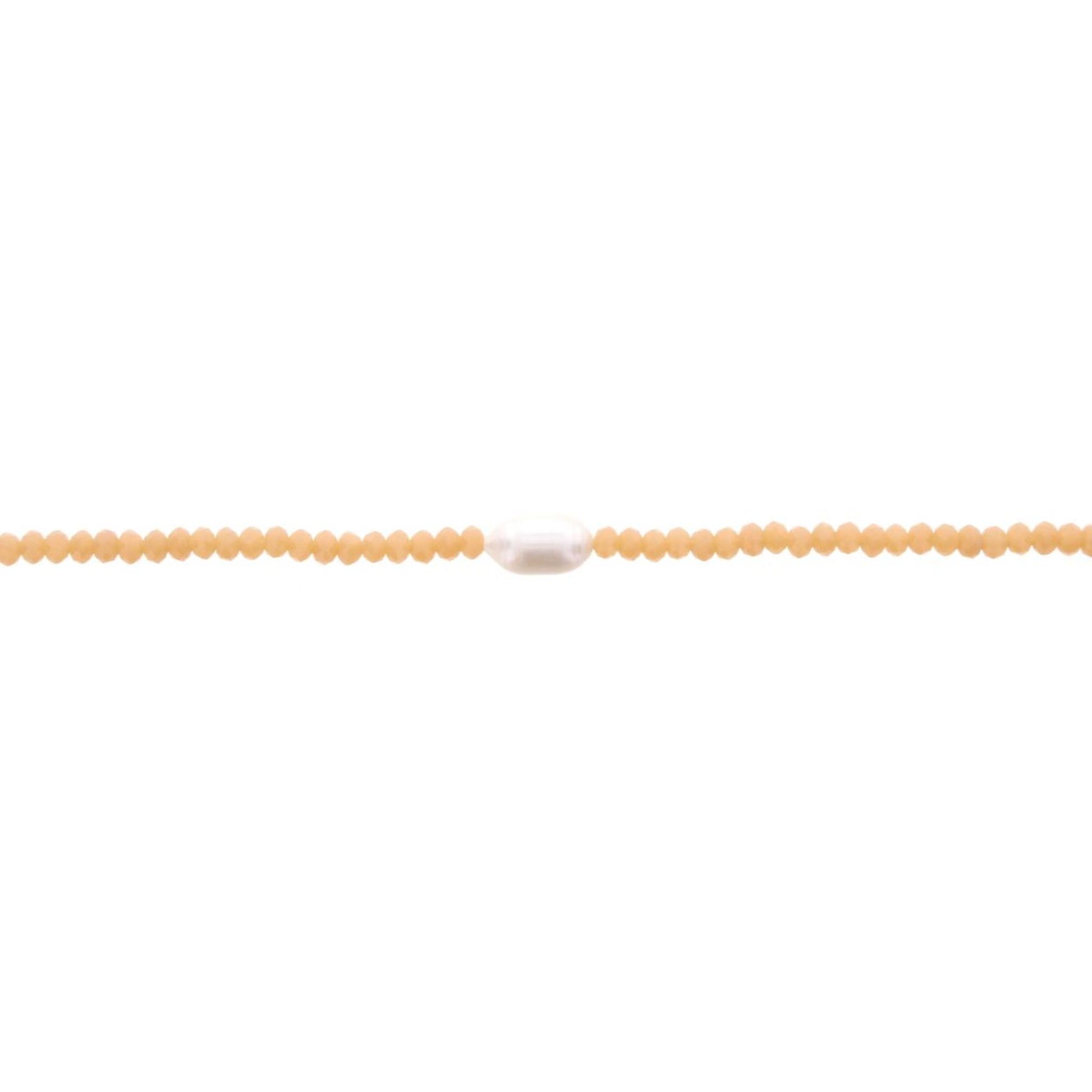 16" Peach Beaded Necklace with Pearl, 3" Ext