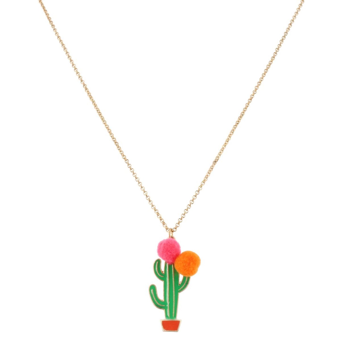 14" Kids Cactus Necklace with Poms, 3" Ext