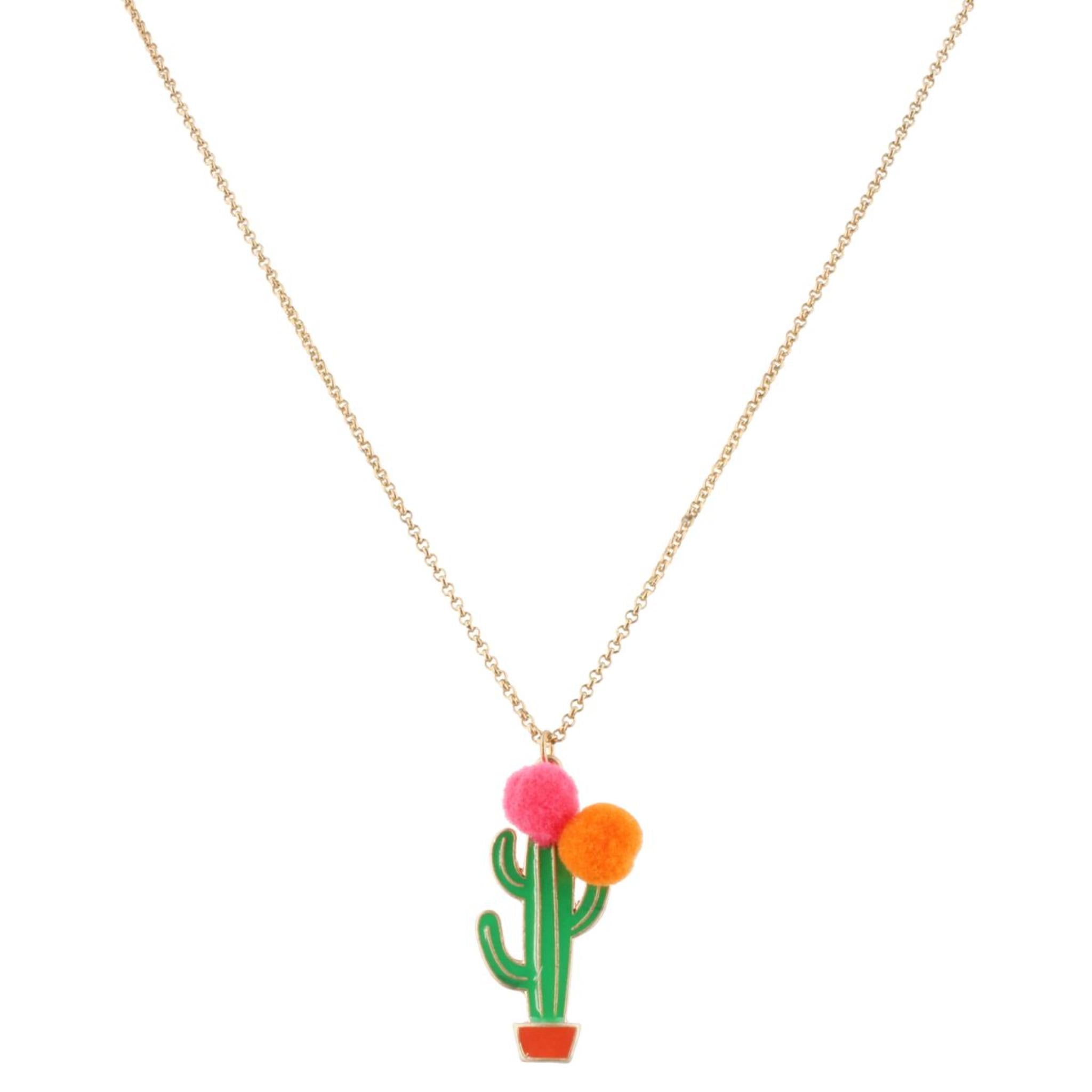 14" Kids Cactus Necklace with Poms, 3" Ext
