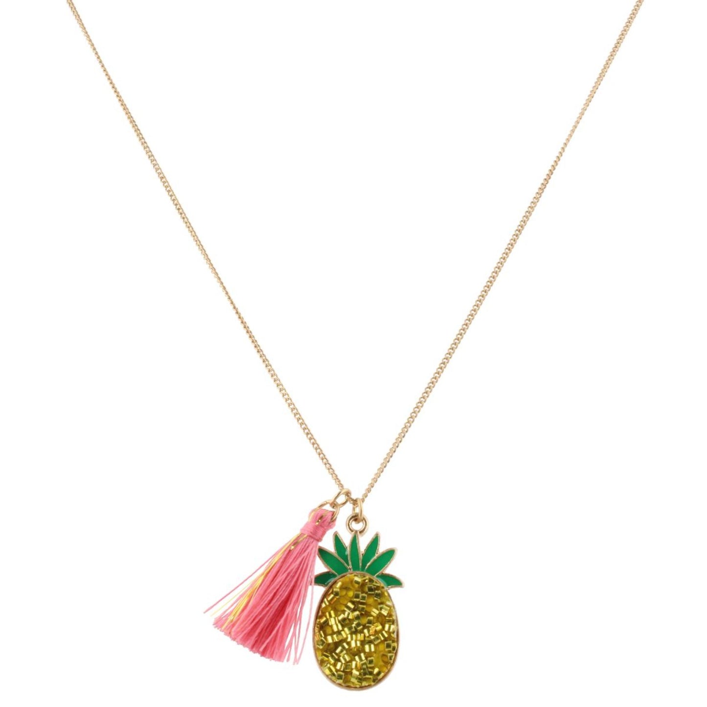 14" Kids Beaded Pineapple Necklace, 3" Ext