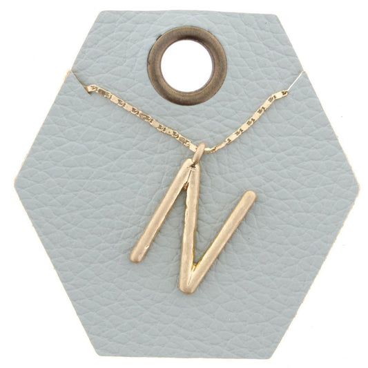 16" Gold Chain Necklace, Initial "N", 3" Ext