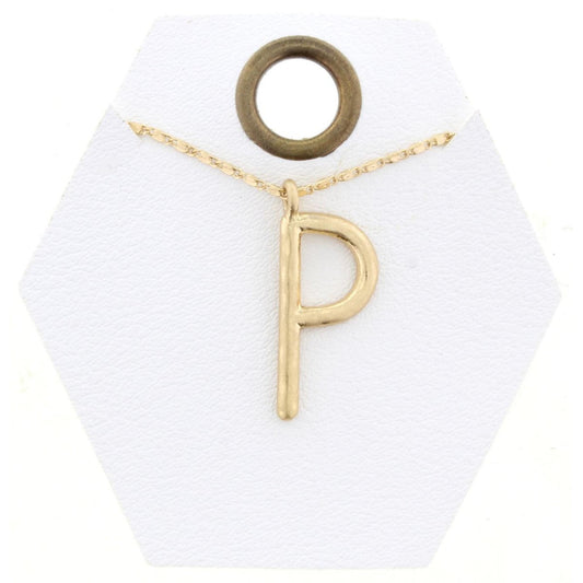 16" Gold Chain Necklace, Initial "P", 3" Ext