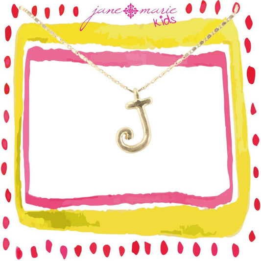 14" Kids Gold Chain, Initial "J", 3" Ext