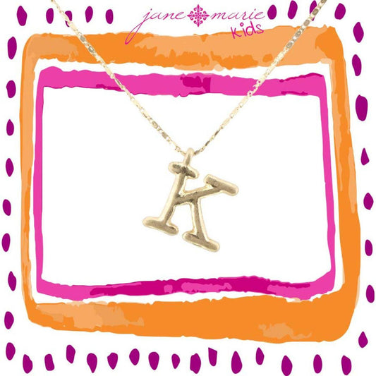 14" Kids Gold Chain, Initial "K", 3" Ext
