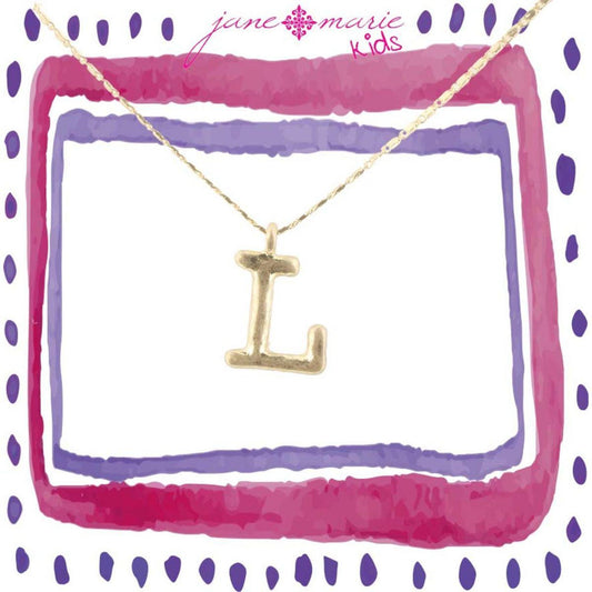 14" Kids Gold Chain, Initial "L", 3" Ext