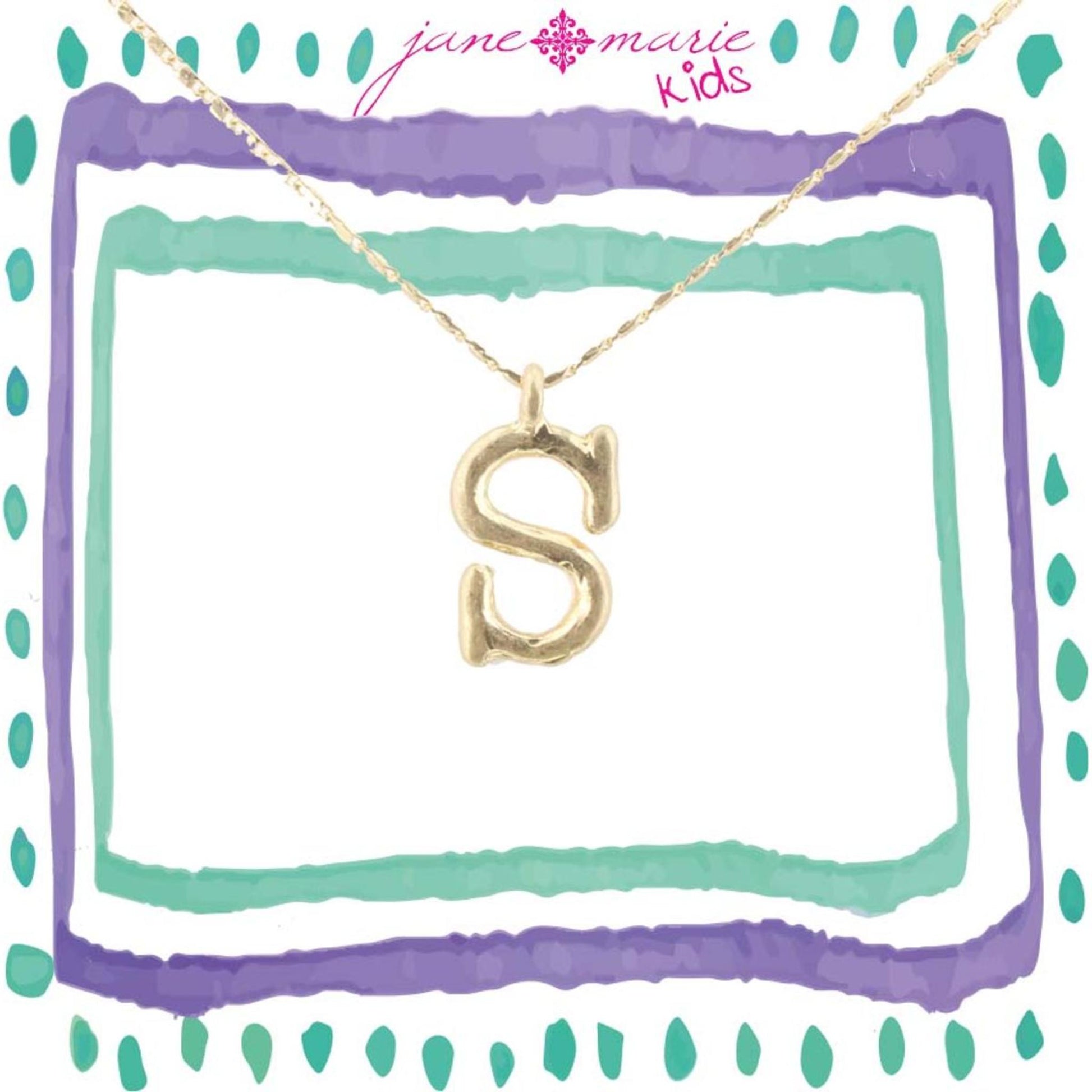 14" Kids Gold Chain, Initial "S", 3" Ext
