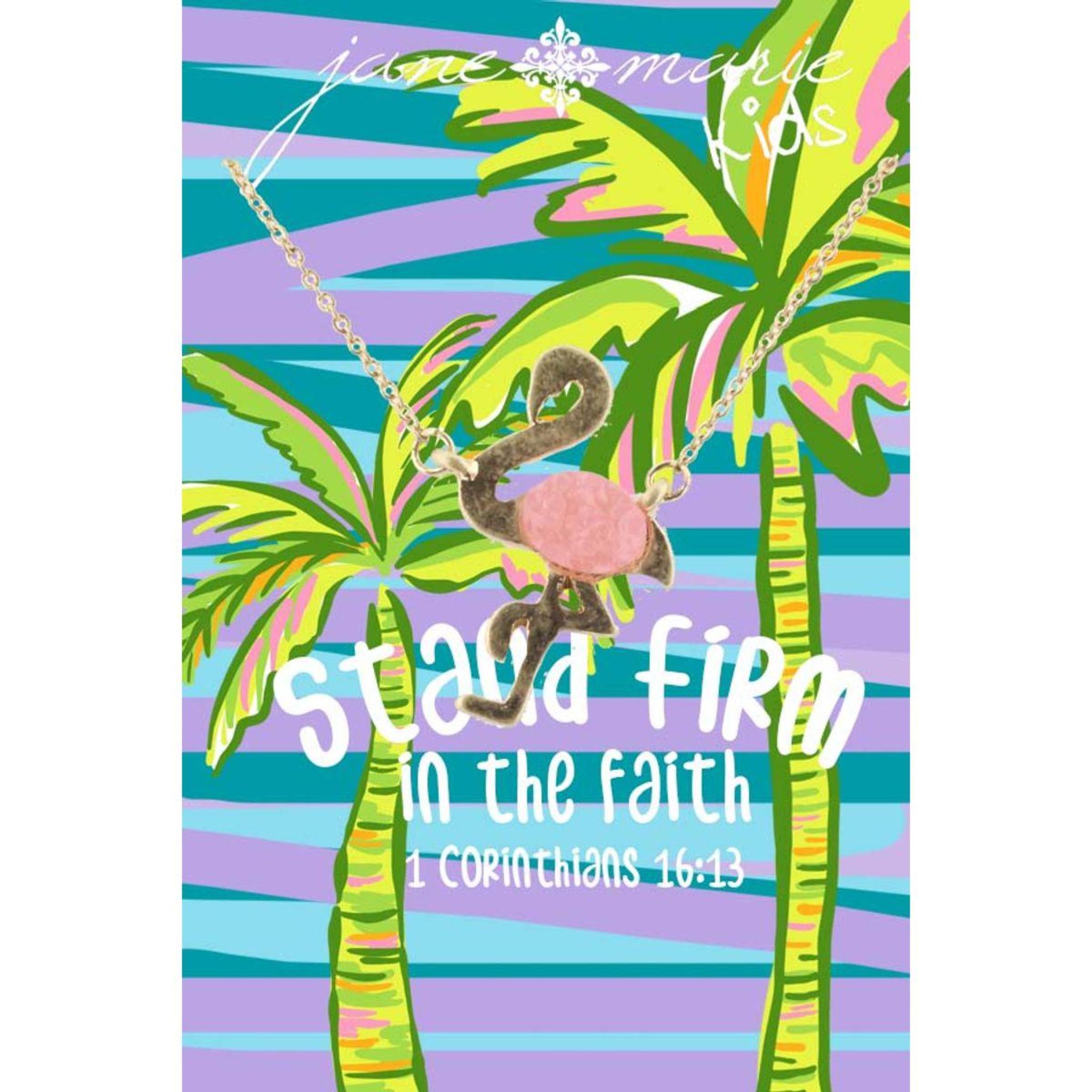 14" Kids Flamingo Necklace with Pink Druzy, 3" Ext