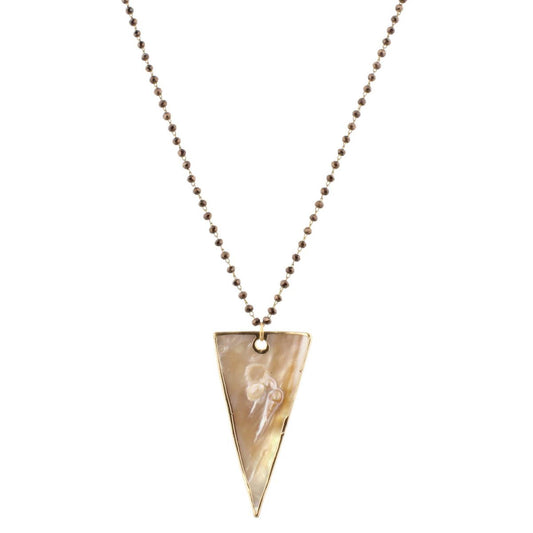 32" Delicate Chocolate Linked Necklace with Shell Triangle, 3" Ext