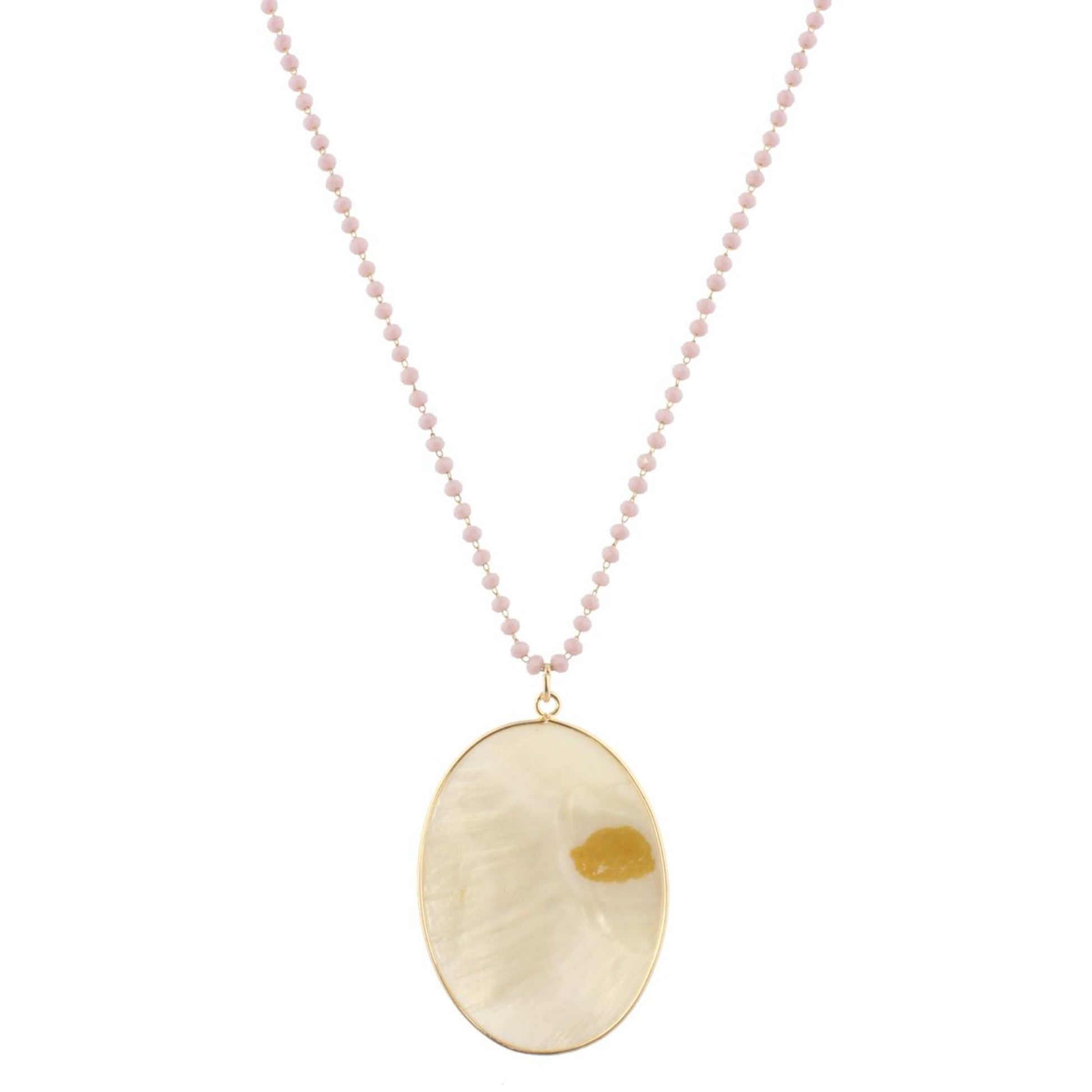 32" Delicate Lavender Linked Necklace with Shell Oval, 3" Ext