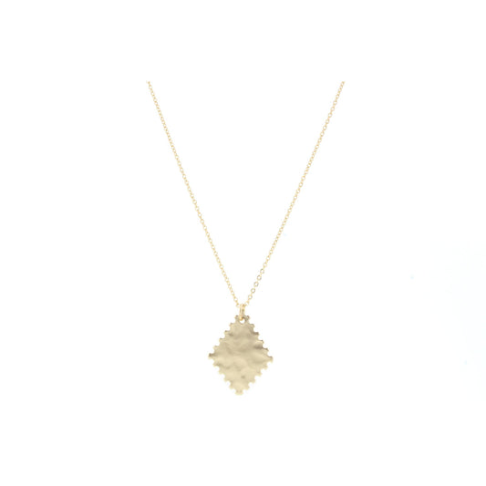 28" Gold Chain Necklace with Scalloped Edge Gold Diamond