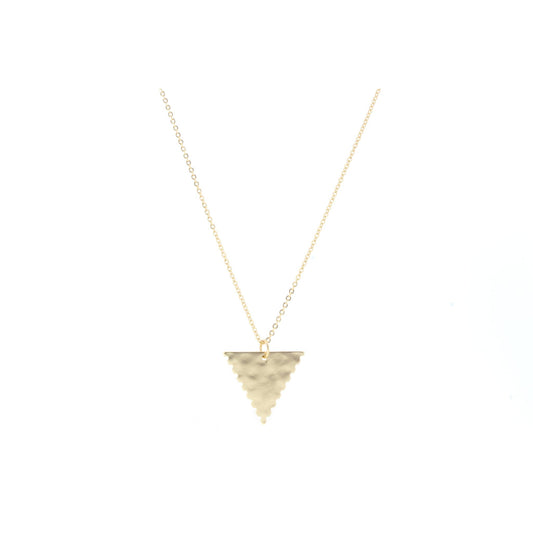 28" Gold Chain Necklace with Scalloped Edge Gold Traiangle