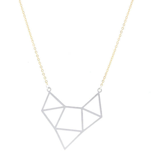 14" Gold Chain Necklace with Silver Open Arrow and Triangle Cluster, 3" Ext