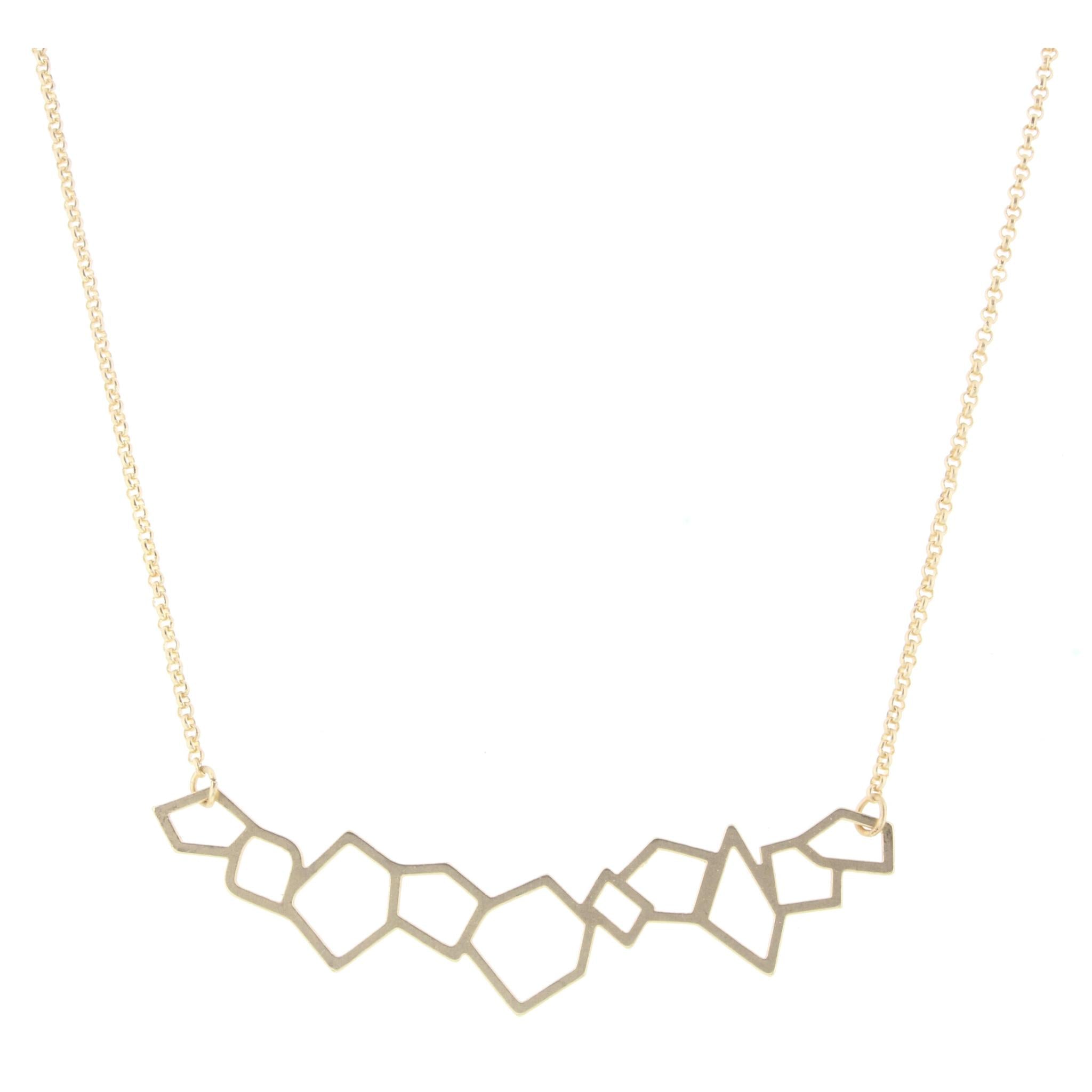 14" Gold Chain Necklace with Open Pentagon Cluster, 3" Ext